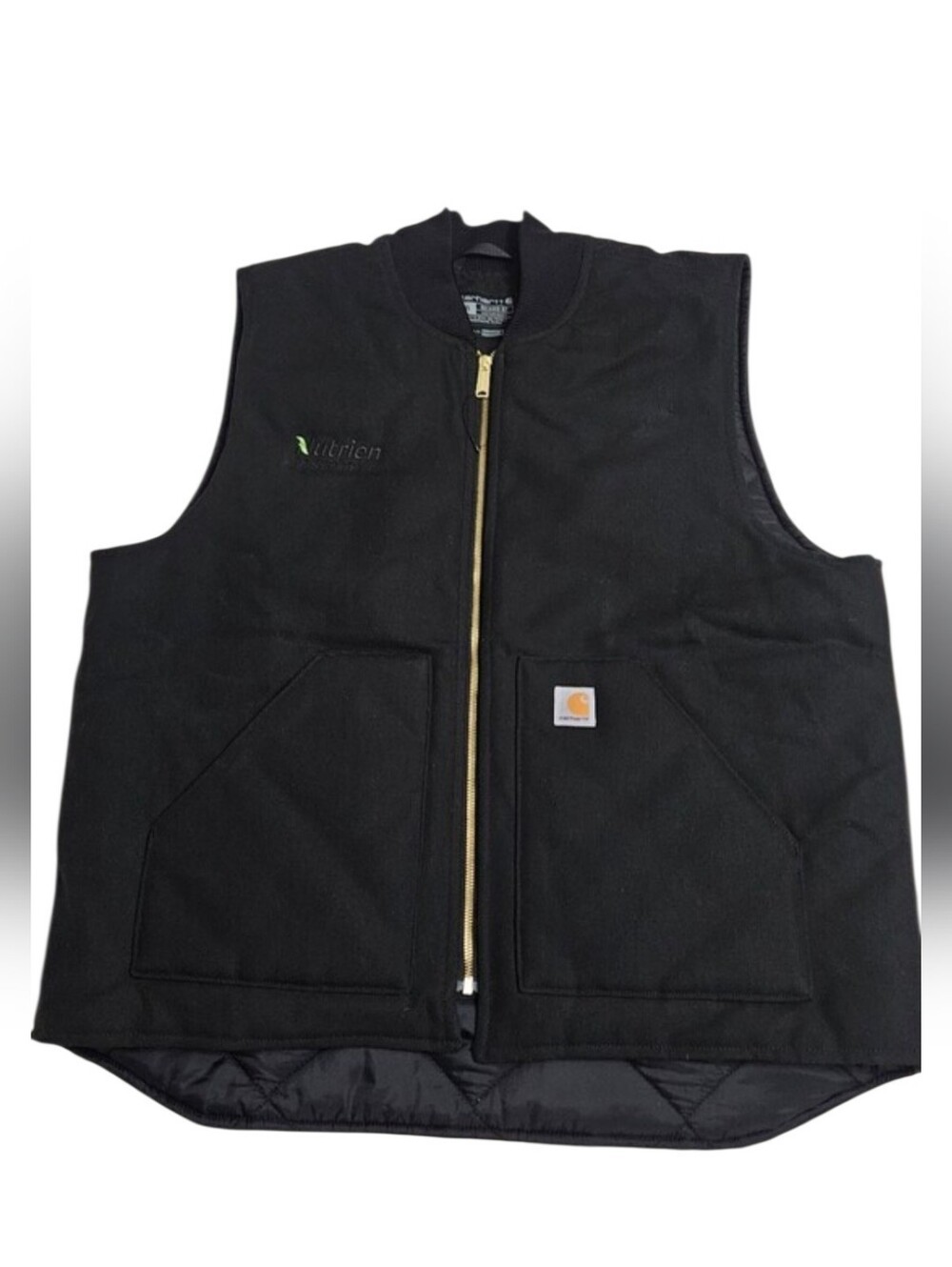Carhartt V01 BLK Duck Vest Black Quilt Lined Workwear Jacket Logo XL Mens
